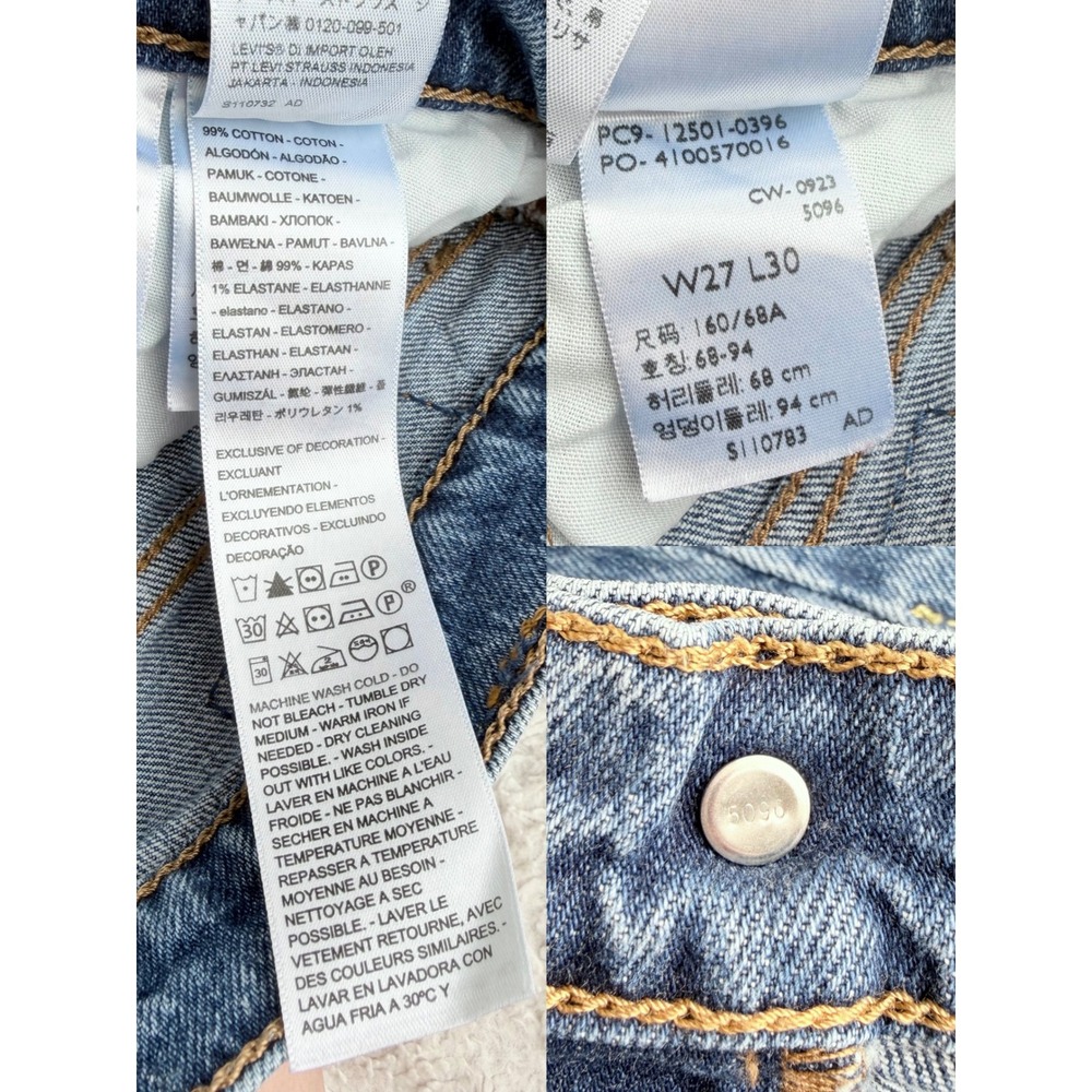 Levis 501 Original Fit Jeans Straight Leg Worn In Medium Indigo Wash Womens 27 - Picture 2 of 13